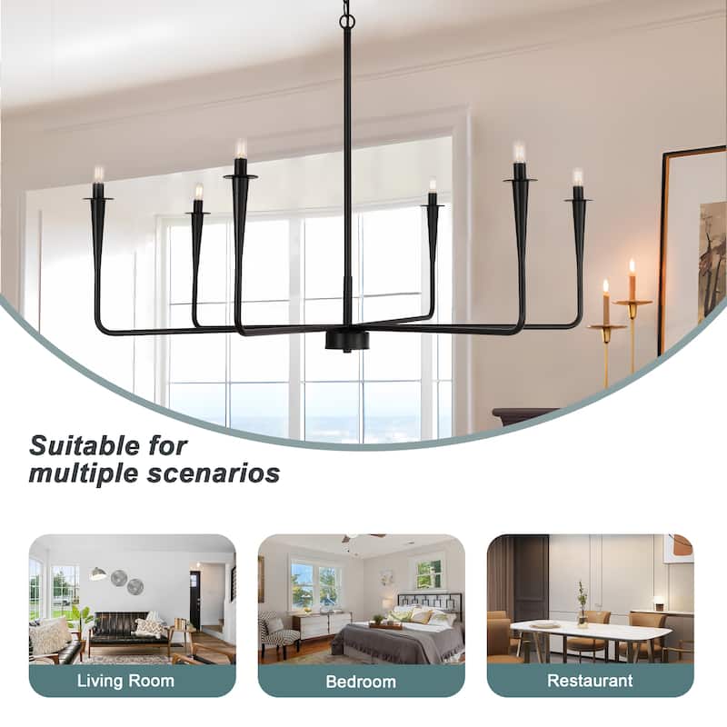 6-Light Modern French 43.5" Candle Iron Chandelier Pendant Lighting