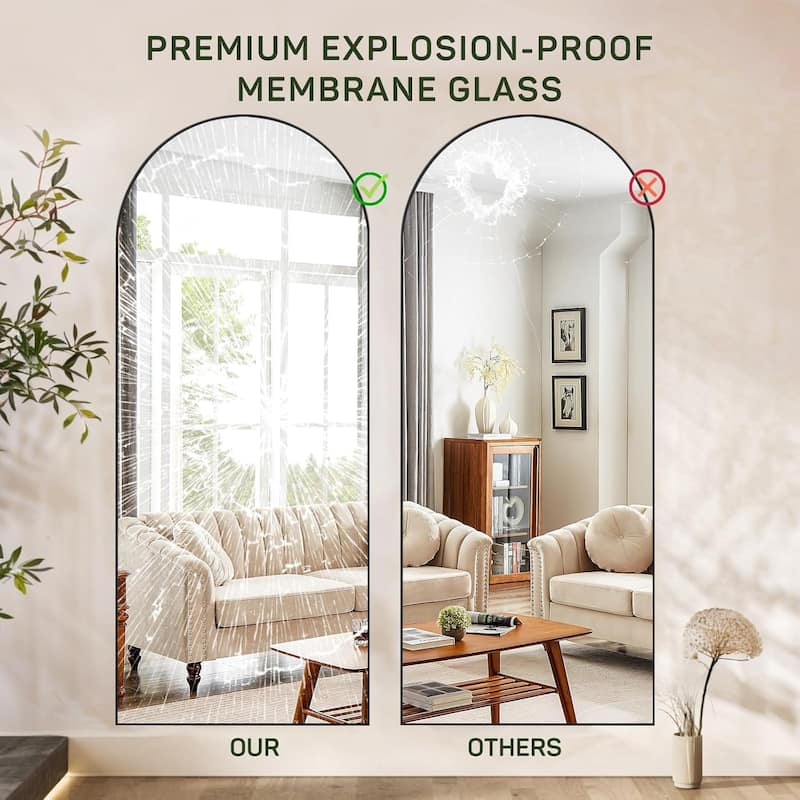 Full Length Mirror with Stand, Floor Mirror with Aluminum Alloy Frame for Bedroom, Standing Full Body Mirror for Wall, Cloakroom