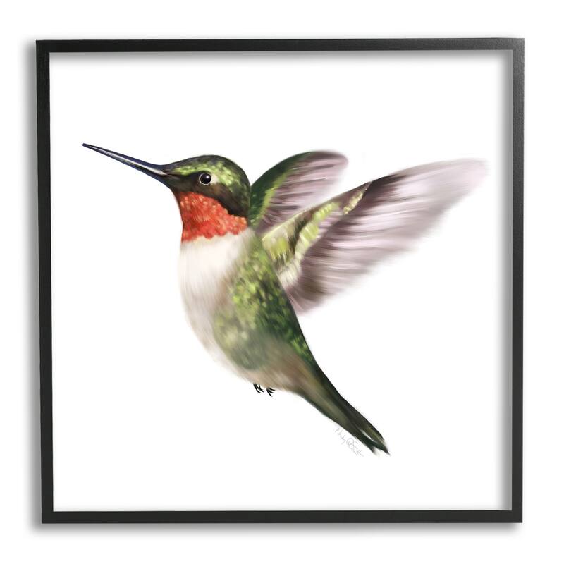 Stupell Flying Hummingbird Wings Hovering Casual Painting Framed Wall Art, Design by Studio Q - Multi - 24 x 24 - Black