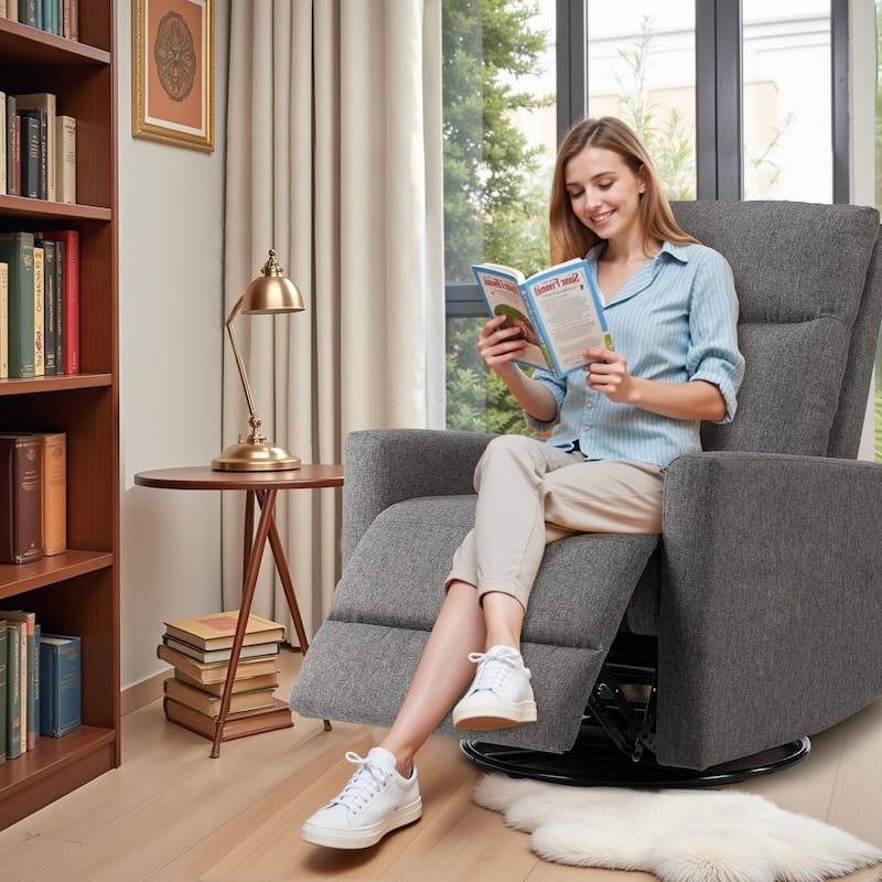 Recliner Chair, Swivel Rocking, Glider Rocker Recliner, Nursery Chair With Footrest For Living Room