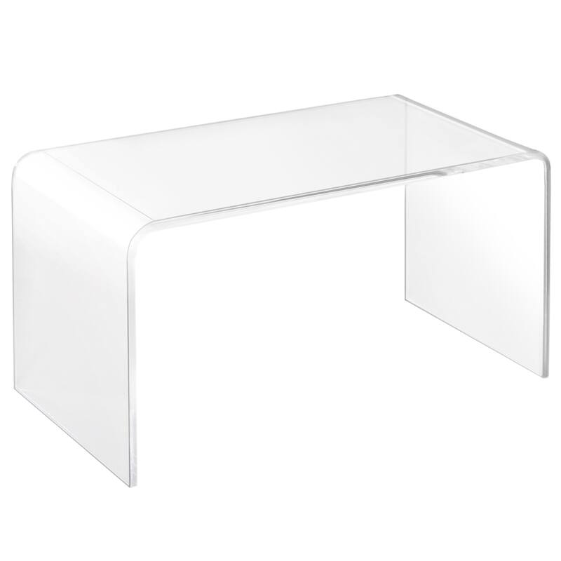 32" Long Rectangle All Acrylic 15mm Thick Waterfall Coffee Table, Clear - White
