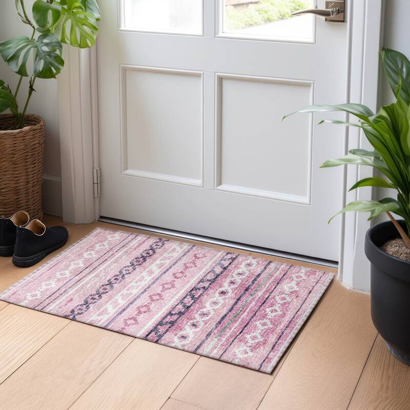 Premium Washable Super Soft Moroccan Boho Mayfield Rug - Pink - 1' 8" x 2' 6" - Rectangle