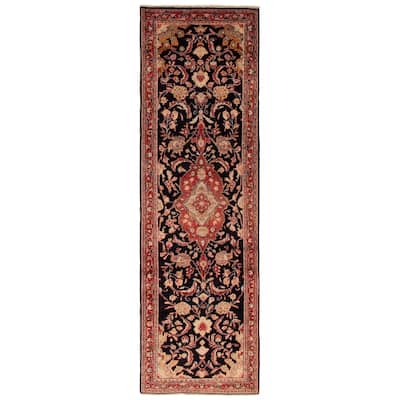 ECARPETGALLERY Hand-knotted Andelz Navy, Red Wool Rug - 3'5 x 11'7