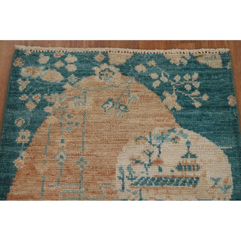 Animal Pictorial Art Deco Oriental Rug Wool Hand-knotted Foyer Carpet - 2'1" x 4'0"