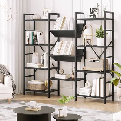 Tall Bookshelf with Open Display Shelves