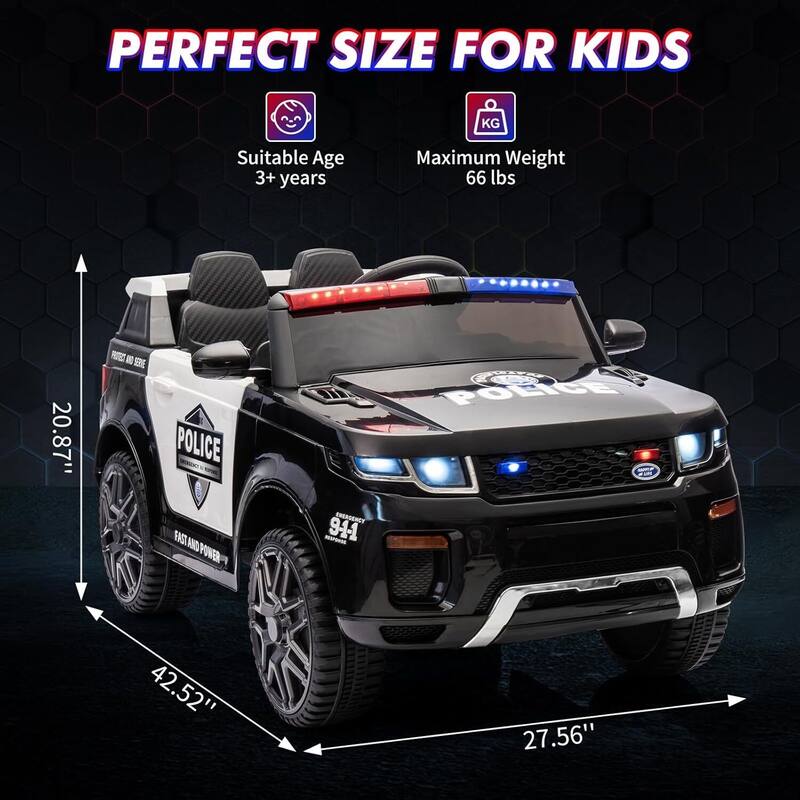 12V Kids Ride on Police Car Toy with Remote Control for Kids Best Gifts