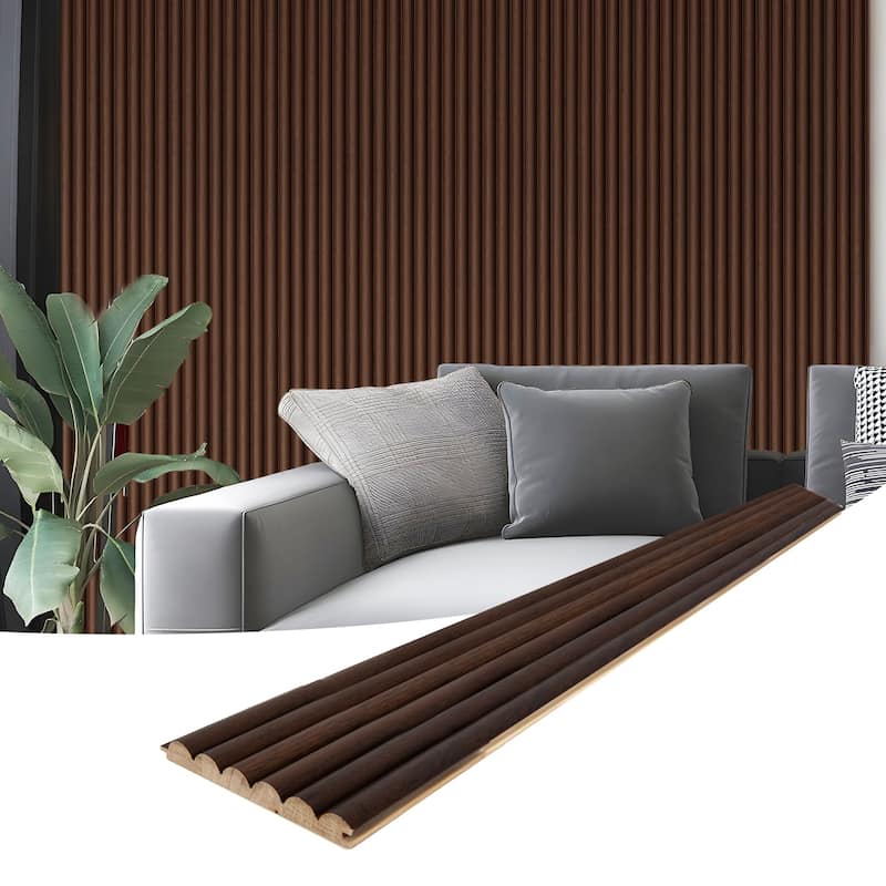 Art3d Wood Grain 3D Slat Wall Paneling,103.94"x5.71",4 Panels - 103.94"x5.71" - SmokedOak