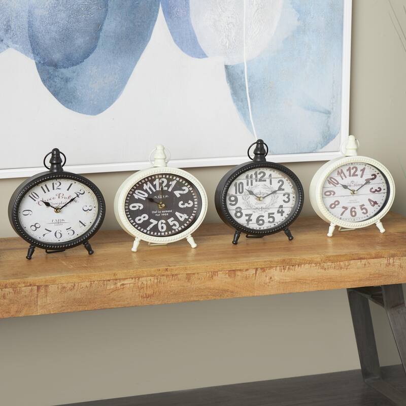 Metal Ring Top Decorative Clock - Set of 4 Black - Roche River Decor