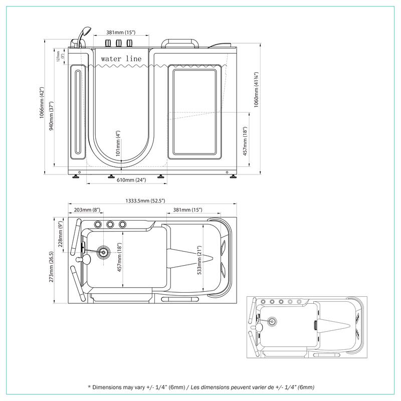 A&E Bath Oneal Alcove Walk-In Jetted Tub - 53-inch