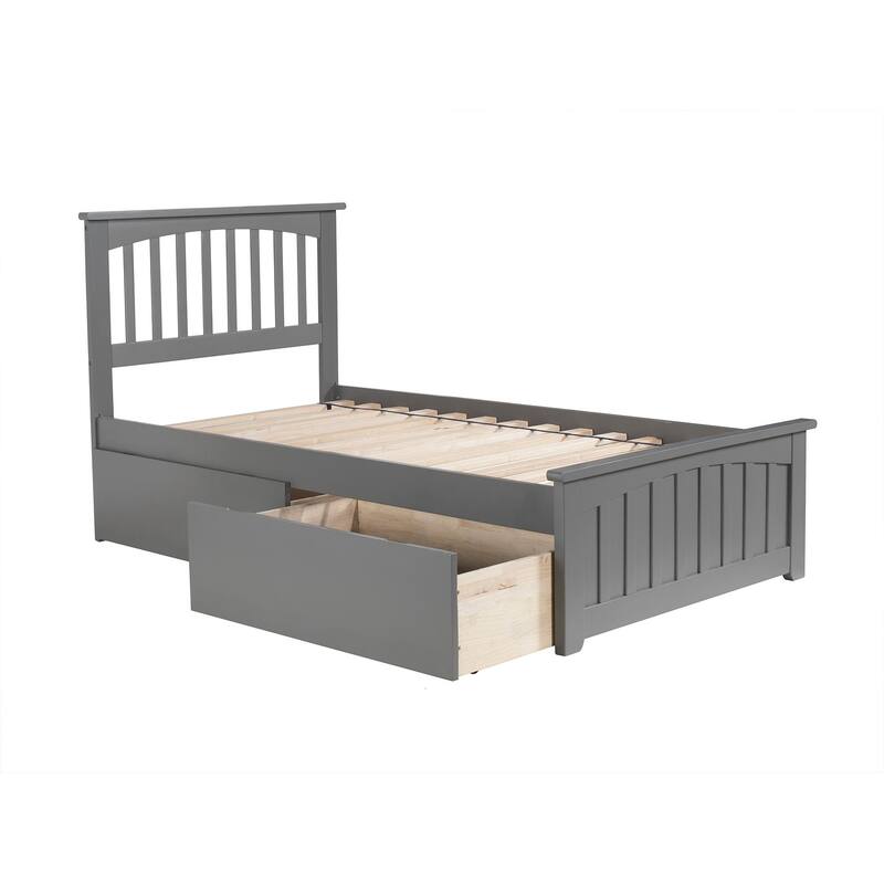 Queen Size Platform Bed with Storage - Grey Bedroom Furniture, Elegant Design, Under Bed Drawers