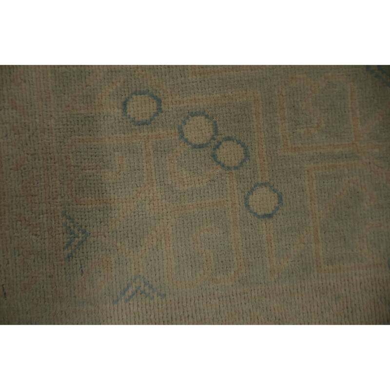 Hand Knotted Oriental 100% Wool Carpet Transitional Geometric Greys & Charcoal Oushak Area Rug - 7' 11'' X 6' 2''