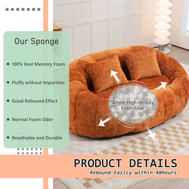 HOMEFUN Chenille Upholstered Durable Comfort Lounger High Back Bean Bag Loveseat Sofa