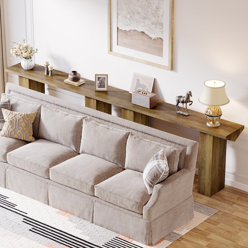 63" Long Sofa Table, Modern Console Table with Thickened Tabletop, Wooden Entryway Table for Living Room, Bedroom