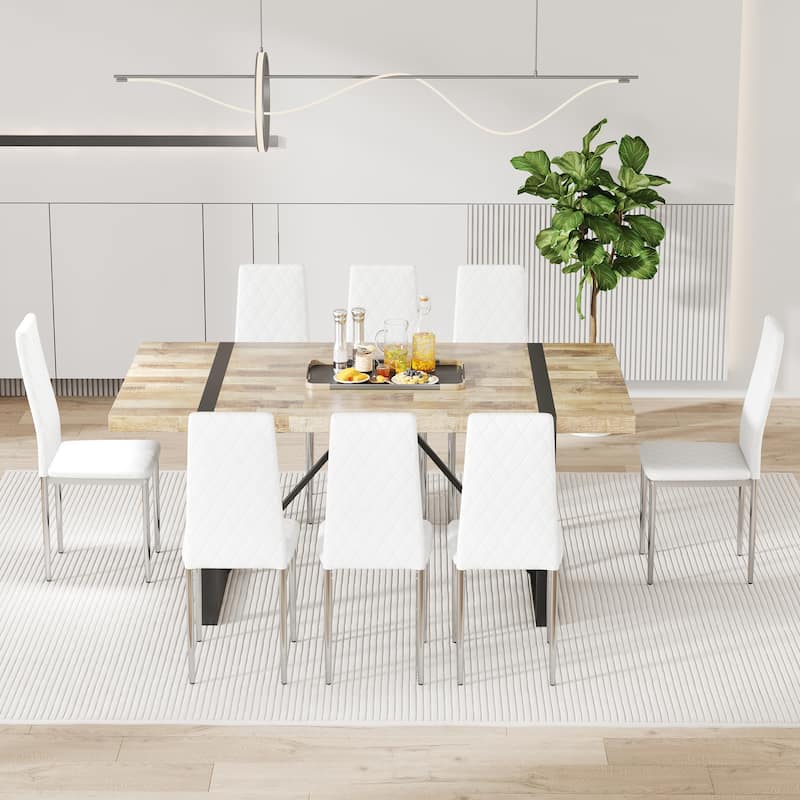 8-Piece Set Dining Chairs, Mid-Back Conference Chairs, 45D High-Density Resilient Sponge Cushion