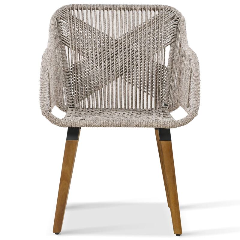 Outdoor 5-Piece Wicker Conversation Chair Set with Cool Bar Table & Ottomans