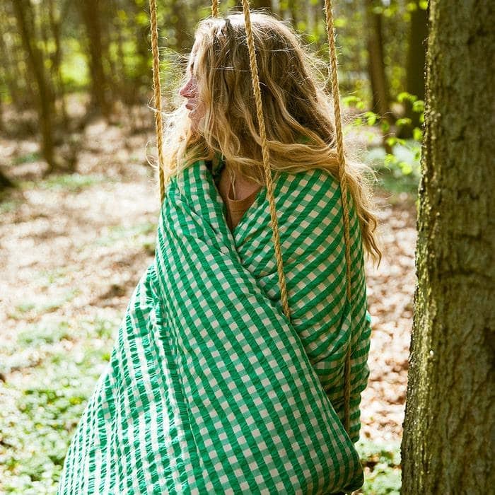 JUNA Bæk&Bølge Duvet Cover Set, Green/Sand