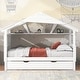 preview thumbnail 3 of 16, White Twin Size Solid Wood House Bed with Trundle and Storage for Kids
