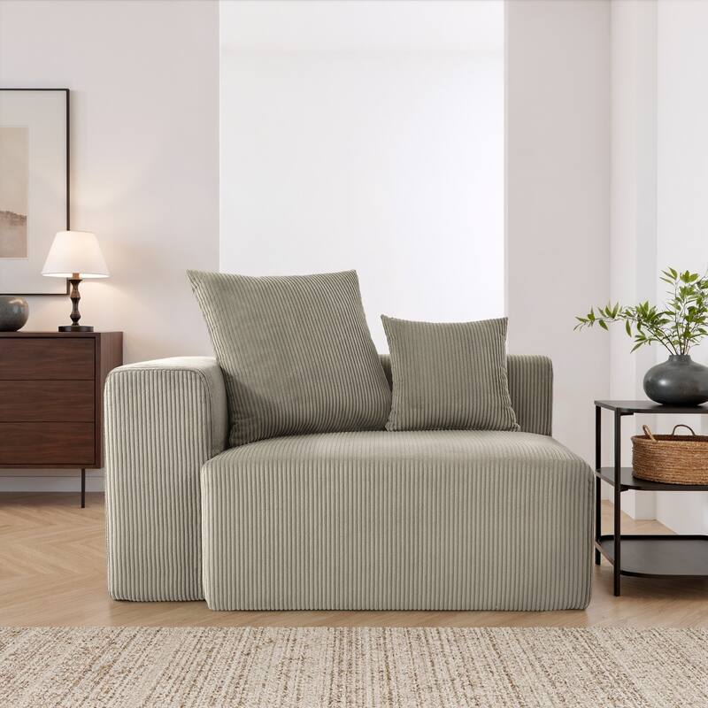 51"W Oversized Modular No Assembly Corduroy Accent Corner Chair