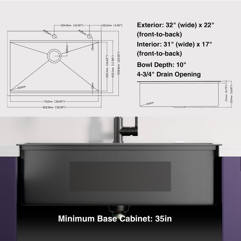 Topmount Workstation 18 Gauge Stainless Steel Single Bowl Kitchen Sink