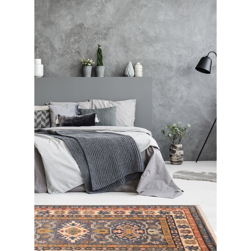 ECARPETGALLERY Hand-knotted Uzbek Ghazni Grey Wool Rug - 2'7 x 4'1