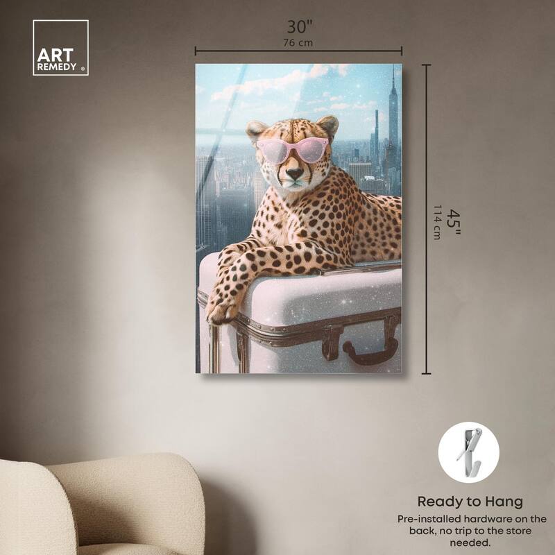 Cheetah Luggage NYC Acrylic by Art Remedy, Ready to Hang
