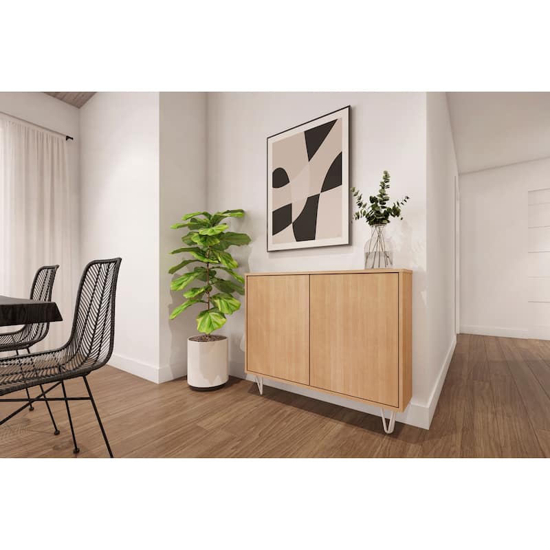 Nexera Slim 2-Door Cabinet - Golden Maple