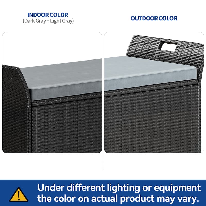 90 Gallon Outdoor Wicker Deck Box - N/A