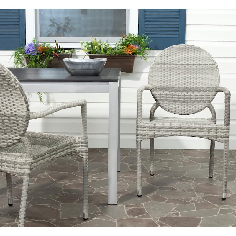 SAFAVIEH Eyrin Grey Indoor/Outdoor Stackable Chairs (Set of 2) - 21Wx22Dx35H - Grey