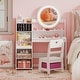 preview thumbnail 7 of 18, Gymax Kids Vanity Table Set w/ Lighted LED Mirror Princess Dressing