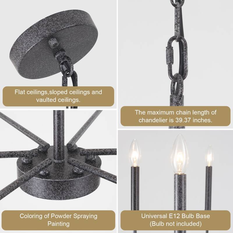 6-Light W26.18" x H66.92" Candle Chandelier for Living Room Kitchen Island