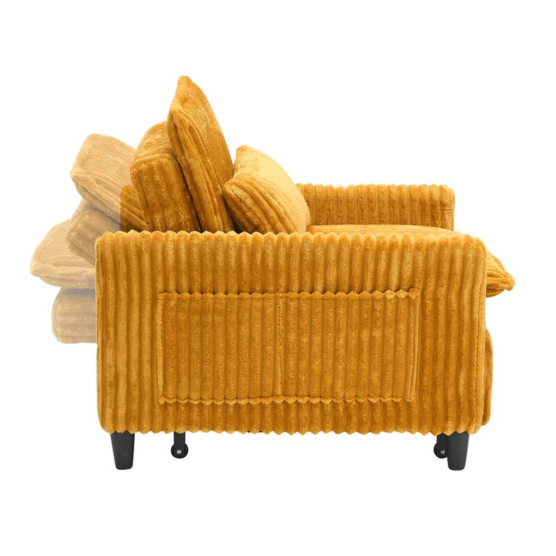 Corduroy Accent Chair Convertible Chaise Lounge, Single Sofa Chair Lounge Chair Pull-out Sleeper Sofa Bed