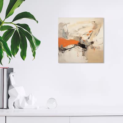 Wynwood Studio Canvas Abstract Arguments Orange and Taupe Modern & Contemporary Wall Art Canvas Print