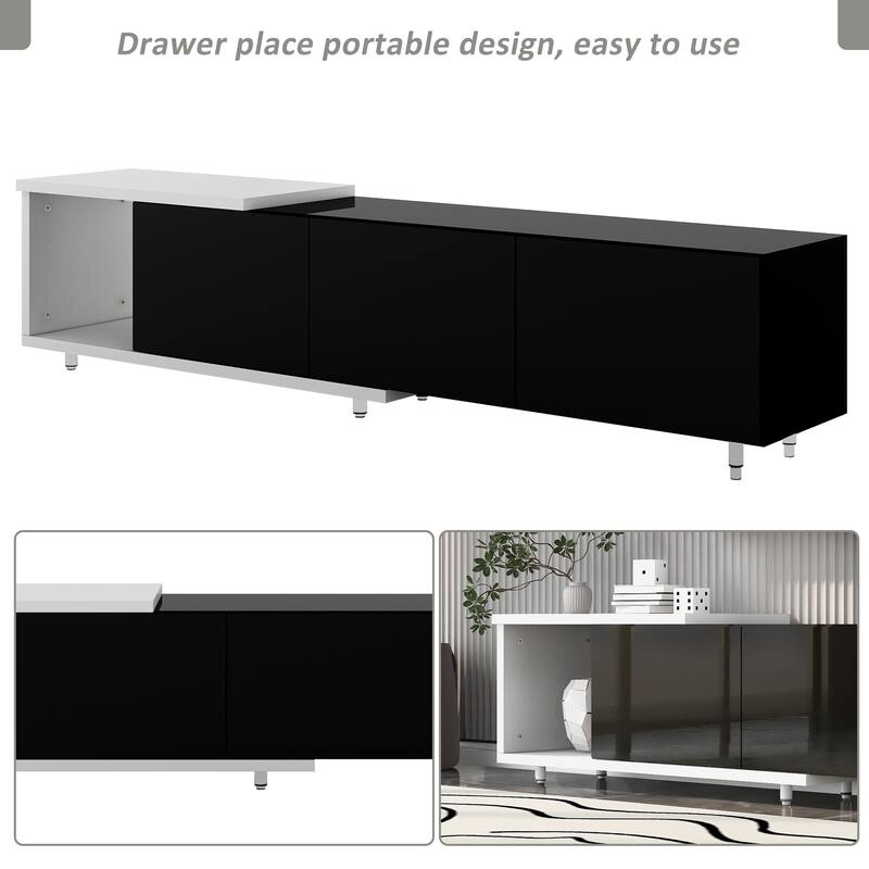 70.1"-100" Adjustable TV Stand with Storage, Modern Entertainment Center for TVs up to 80", Extendable Media Console