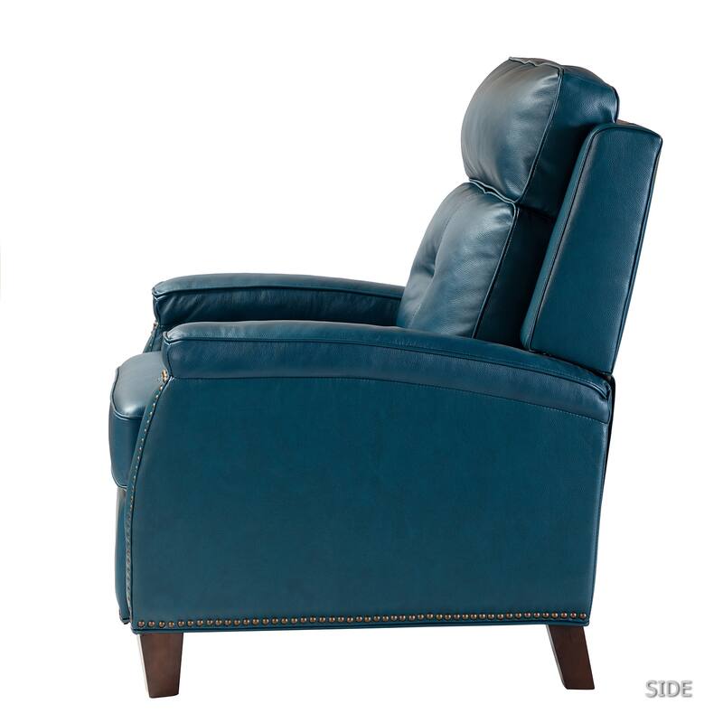 Gaspar Mid-Century Modern Genuine Leather Pushback Recliner with Wood legs Set of 2 by HULALA HOME