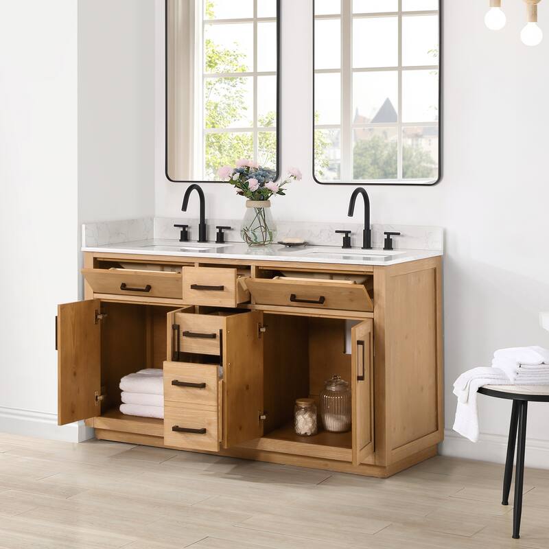 Altair Gavino Bath Vanity with Grain White Composite Stone Top, no Mirror
