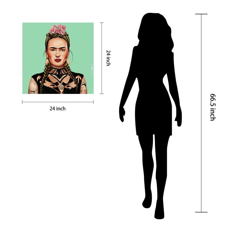 Empire Art Direct Hip Frida Kahlo Printed Tempered Glass Wall Art - Multi-Color