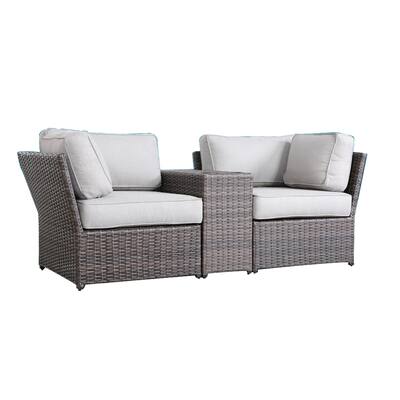 3 Piece Patio Set with Cup Holder Table in Espresso