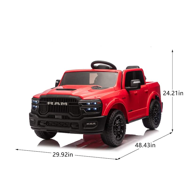 24V Licensed Dodge RAM 2500 2-Seater Kids Ride On Truck with Remote, Dual Motors, 4-Wheel Suspension, Bluetooth & Music
