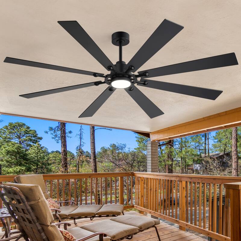 Large 72" Reversible 8-Blade Integrated Ceiling Fan with LED Light and Remote