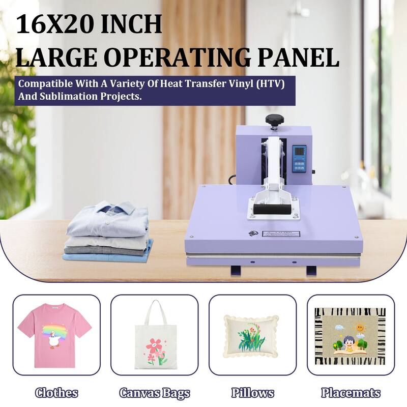 16 x 20 inches Heat Press Machine, Large Operating Panel T-Shirts Heat Press, Fast Heating, Digital Sublimation Printer