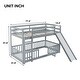 preview thumbnail 27 of 25, Twin over Twin Size Wooden Bunk Bed with Slide & Ladder & Door, Safety Guardrails Floor Bed, White