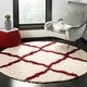 preview thumbnail 6 of 162, SAFAVIEH Dallas Shag Giusy Trellis 1.5-inch Thick Rug 4' Round - Ivory/Red - Round