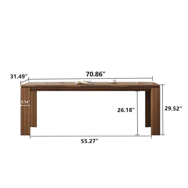62.99 Inch Mid Century Modern Solid Wood Dining Table for 4-6 People