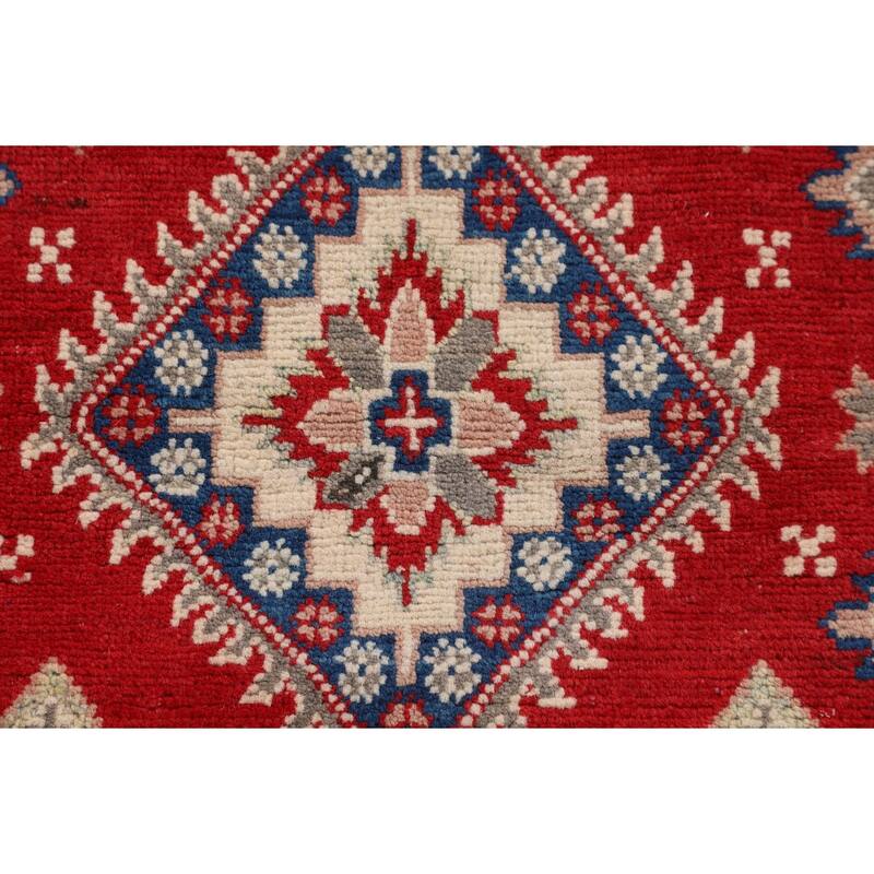 Red Kazak Accent Rug Hand-Knotted Foyer Wool Carpet - 3'3" x 5'3"