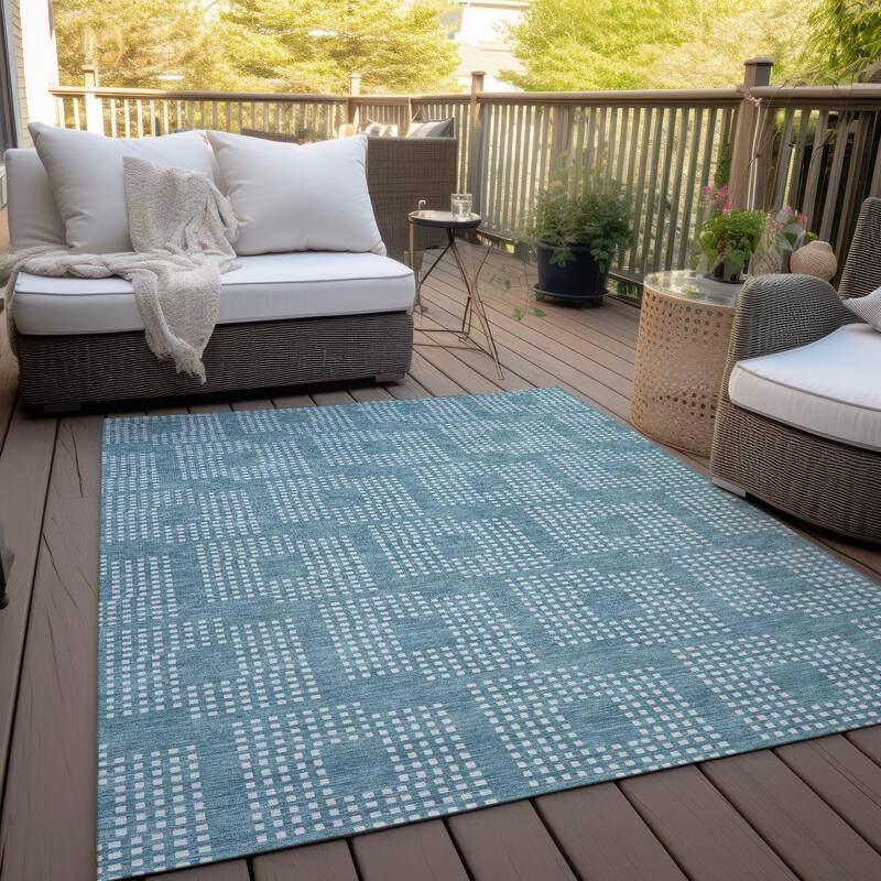 Machine Washable Indoor/ Outdoor Chantille Houndstooth Modern Rug