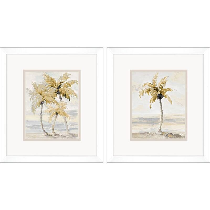 Gold Palm in Paradise S/2 Framed Art Under Glass - 16 X 14 X 2