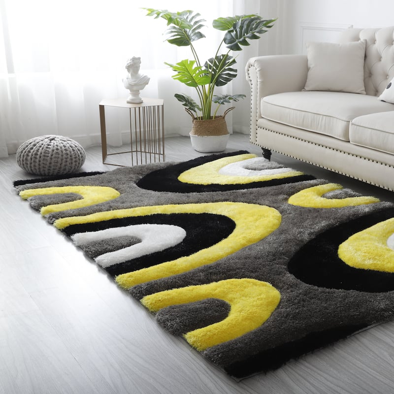 Mateos Shag Blue Stone Contemporary Area Rug