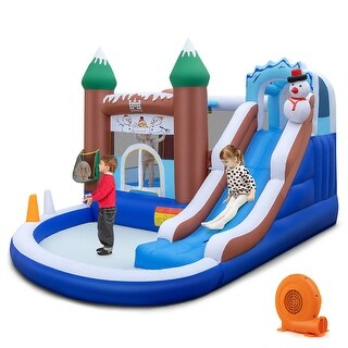 Gymax 6-in-1 Winter Theme Snowman Inflatable Castle Kids Bounce House