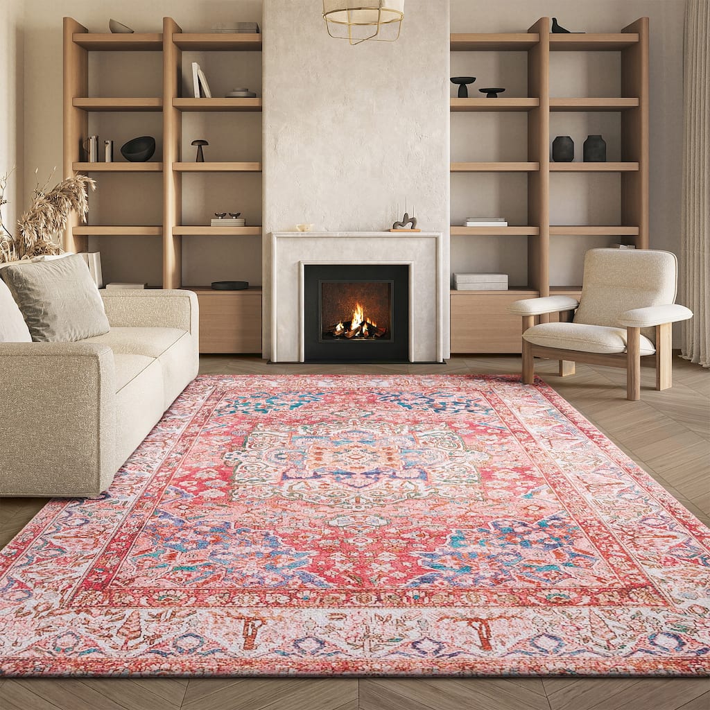 SAFAVIEH Tucson Machine Washable Slip Resistant Fedra Oriental Medallion