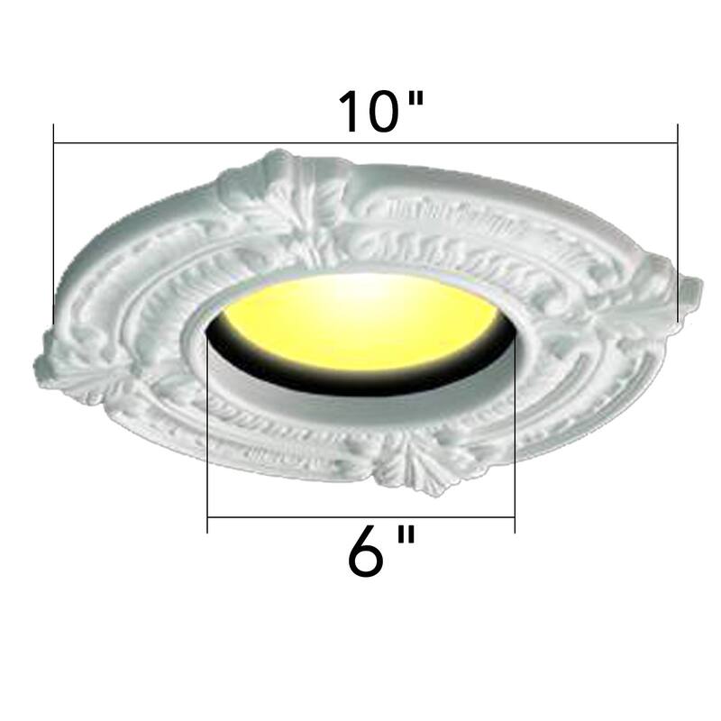 White Recessed Lighting Trim 10" Polyurethane Ornate Recessed Ceiling Light Trims